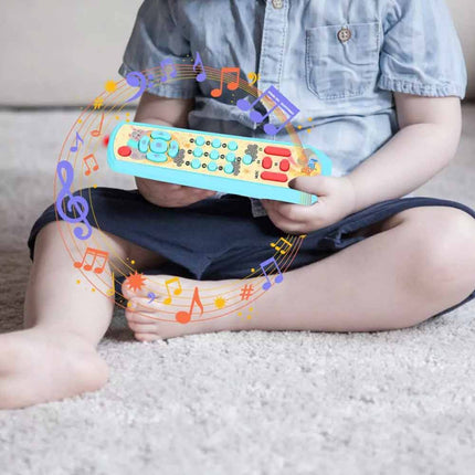 Baby TV Remote Control Sensory Toy Lighting Music Buttons Toddler Play Set Blue