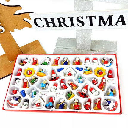 Pendant Miniature Wooden Christmas Tree Decor Figures Hanging Xmas Ornament Set