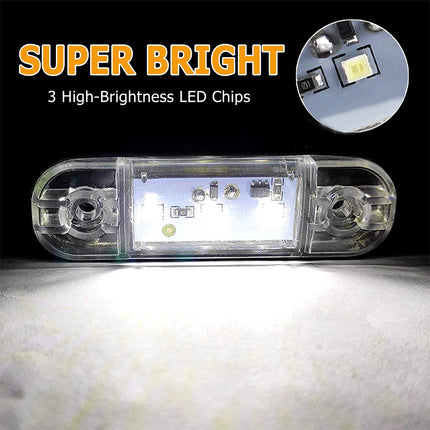 4X 3LED CLEARANCE LIGHTS SIDE MARKER LAMP WHITE TRAILER TRUCK CARAVAN 12V/24V