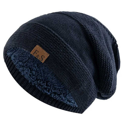 Unisex Slouchy Winter Hat – Fur-Lined Warm Beanie for Men and Women, Casual Knitted Style
