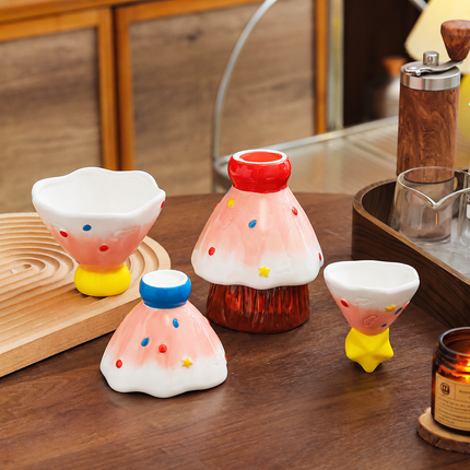 5‑Piece Christmas Tree Stackable Ceramic Tea Cup Set, Hand‑Painted Xmas Coffee Cups, Christmas Gift