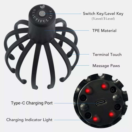 Octopus Scalp Massager, Electric Scalp Massager with 3 Modes Head Massager Relax