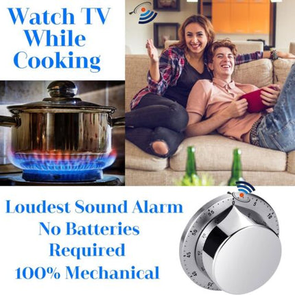 Magnetic Kitchen Timer, Chef Cooking Timer Clock with Loud Alarm Mechanical