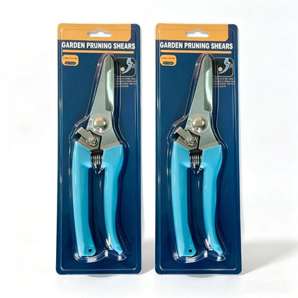 2Pcs Stainless Steel Garden Shears Straight & Curved Blades Pruning Scissors Set