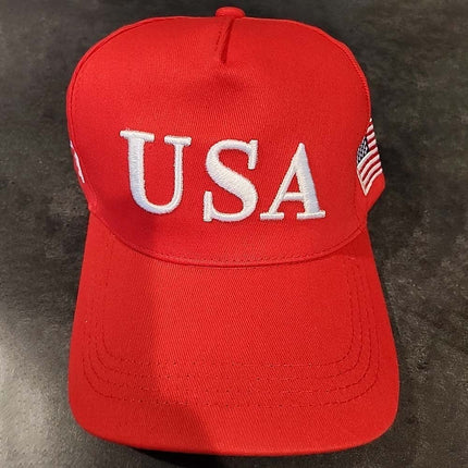 Patriotic USA 45–47 Embroidered Adjustable Baseball Cap Red  Unisex Hat for Outdoor & Casual Wear