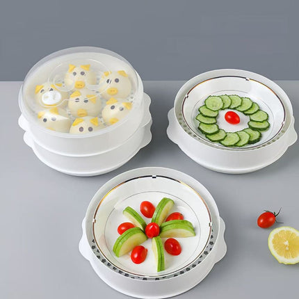 Multi-Layer Plastic Steamer Basket for Microwave, Heat Resistant Large Capacity