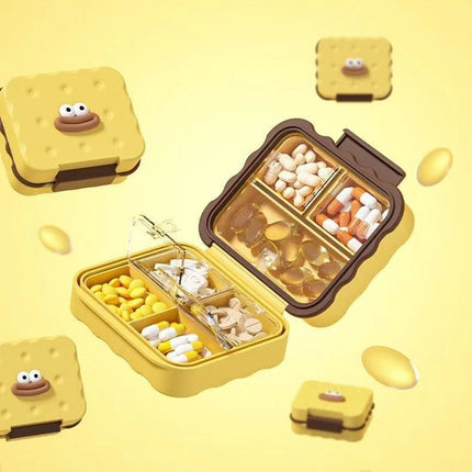 Cute 7-Compartment Pill Box Waterproof, Damp-Proof Mini Travel Pill Case