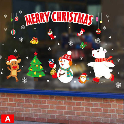 Christmas Santa Removable Window Stickers Festival Art Decal Wall Shop Home Xmas