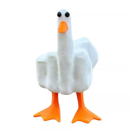 3D Funny Little Duck Resin Figurine Ornament Decor Cute Middle Finger Duck Craft