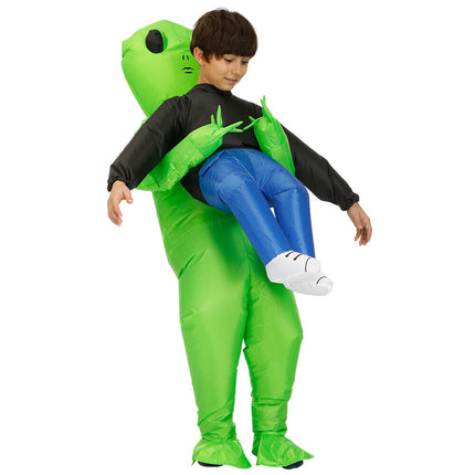 Halloween Green Scary  Alien Inflatable Costume Blow Up Party Dress Pump Gift