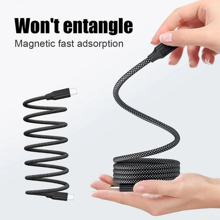 140W Magnetic USB-C to USB-C Cable 1M Fast Charging HyperLink Black Cord