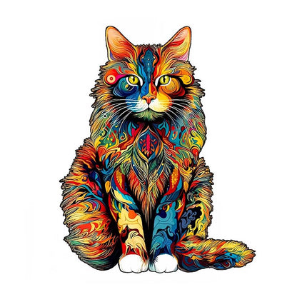 Unique Cat Pattern Wooden Puzzle | Irregular Shapes Leisure Toy (A3 Size)