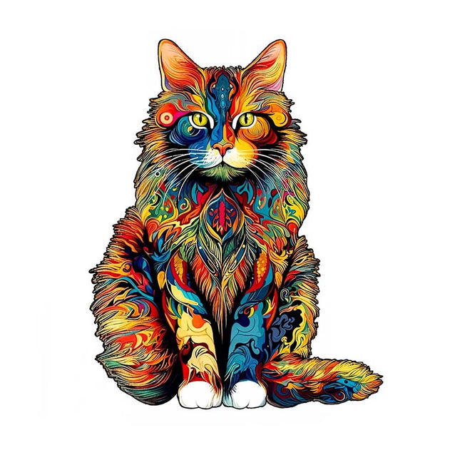 Unique Cat Pattern Wooden Puzzle | Irregular Shapes Leisure Toy (A3 Size)