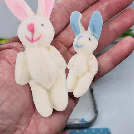 2 Pack Easter Bunny Plush Toys in Tin Box Pocket Hug Ornament Gift