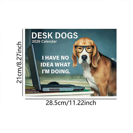 2026 Funny Desk Dogs Calendar, Month-to-View Hanging Dog Calendar for Home & Office