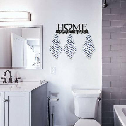 Iron Wall Mounted Home Sweet Home Hanging Hanger Hooks Hat Key Holder Rack Shelf