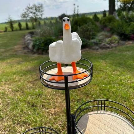 3D Funny Little Duck Resin Figurine Ornament Decor Cute Middle Finger Duck Craft