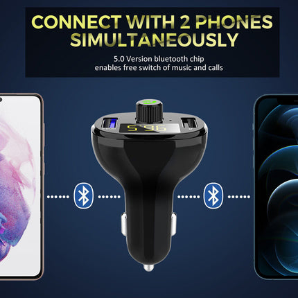 Bluetooth 5.0 Radio Car Kit Wireless FM Transmitter Dual USB Charger MP3 Player