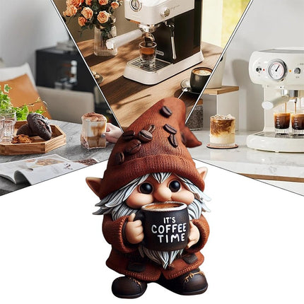 Outdoor Resin Gnome Ornament Coffee Time Figurine Gnome Figurine Garden Decor