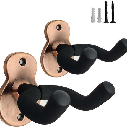 2 Pack Metal Non-Slip Guitar Wall Mount Hanger - Universal for Guitar & Ukulele