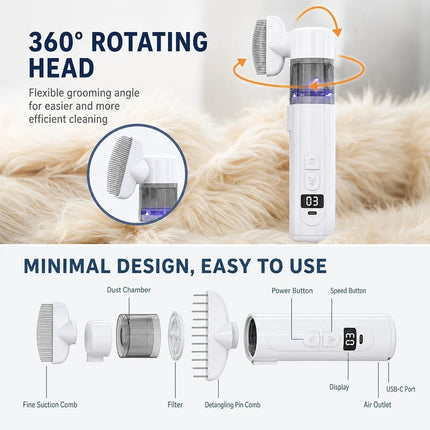 2-in-1 Electric Pet Flea Comb, Rechargeable Detangling & Lice Removal Brush for Pets