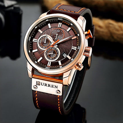 Waterproof Multifunction Chronograph Quartz Sports Casual Wrist Watch for Men