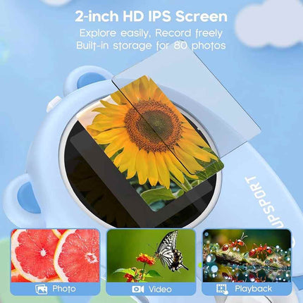 2 in 1 Kids Portable Digital Microscope 1000X Magnification with 2 Inch HD Screen Video Recorder