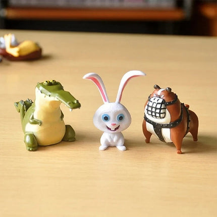 14 Pcs Pet Animal PVC Figurine Set, Rabbit Dog Cat Mini Action Figures, Christmas Kids Gift