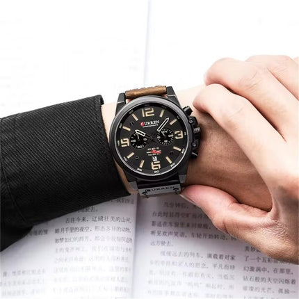 Men's Business Casual Quartz Wrist Watch, Leather Strap Analog Male Dress Watch