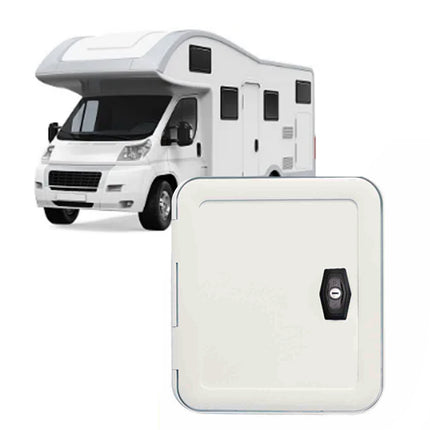 UV Resistant RV Storage Baggage Hatch Door with Lock, Square & Rectangle Rounded Corner Design