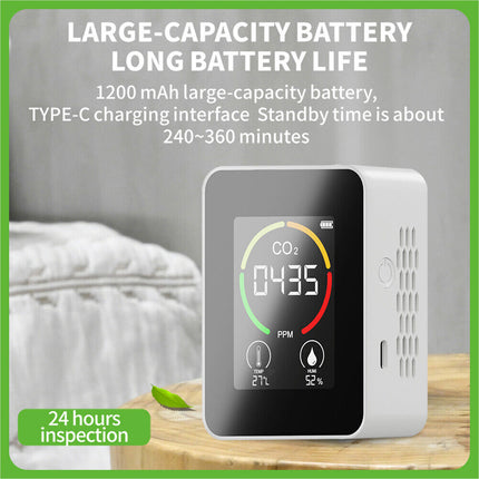 CO2 Monitor with Temperature Humidity Sensor, Air Quality Tester, CO2 Detector
