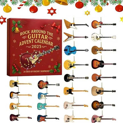 2025 Rock Around the Guitar Advent Calendar – 24 Days Christmas Countdown (2D Flat Design)