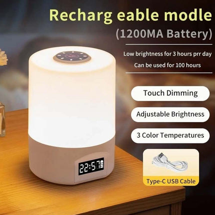 LED Touch Control Night Light with Remote & Digital Time Display - Modern Bedside Lamp for Bedroom