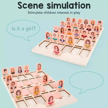 Wooden Guessing Who Board Game Logical Thinking Training Educational Toy