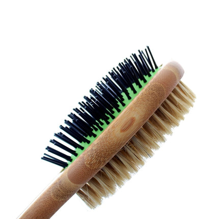 Double Sided Pin & Bristle Bamboo Brush for Dog Grooming