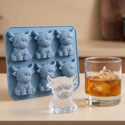 Mini Highland Cow Ice Cube Mold, Cute 3D Silicone Ice Cube Tray