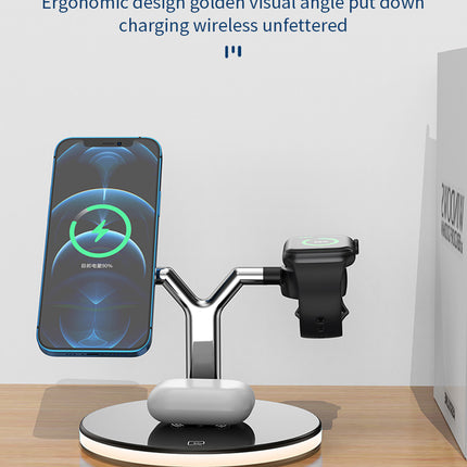 3‑in‑1 Wireless Charging Dock Station, Multi‑Device Wireless Charger for Smart Watch & Mobile Phone