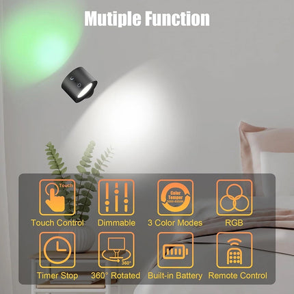 Rechargeable RGB LED Wall Sconce Lights, Magnetic Wall Mounted Night Lamp with Remote Control