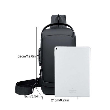 Men's Anti-Theft Crossbody Sling Bag with Lock & USB Charging Port, Lightweight Chest Shoulder Bag