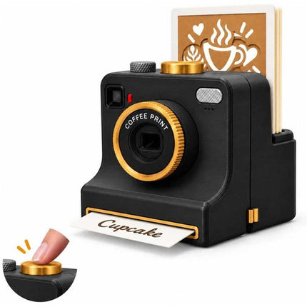 3D‑Printed Latte Art Camera, Coffee Powder Decorator with Interchangeable Stencil Cards