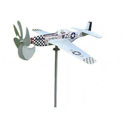 Airplane Wind Spinner Compass Weather Vane Yard Garden Decor