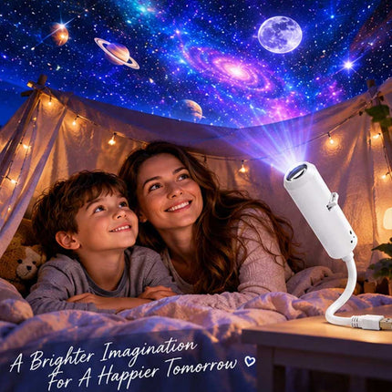 24-in-1 5D Galaxy Star Projector, Starry Sky Night Lamp with 24 Films, 360° Ceiling Projection, USB