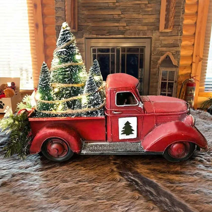 Christmas Decoration Red Truck w/ LED Lights Xmas Tree Centerpiece Table Adornment