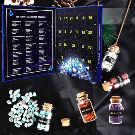 2026 Crystal Advent Calendar, 24‑Day Natural Gemstone Countdown Gift Box for Crystal Collectors