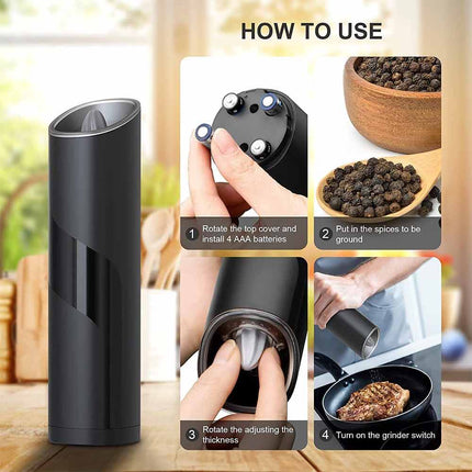 Electric Salt and Pepper Grinder Gravity Induction Shaker Mill Battery-Operated