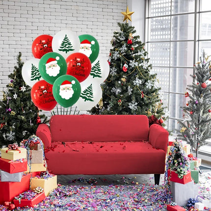 24X Merry Christmas Latex Balloons Red Green White Santa Theme for Festive Party Decorations