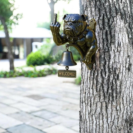 Funny Bulldog Design Doorbell - Rustic Cast Iron Door Ring