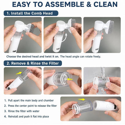 2-in-1 Electric Pet Flea Comb, Rechargeable Detangling & Lice Removal Brush for Pets