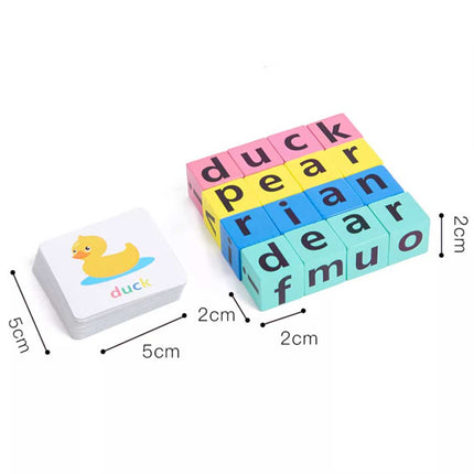 16Bricks Wooden Crossword Puzzles Montessori English Words Spelling Game Educational Toys