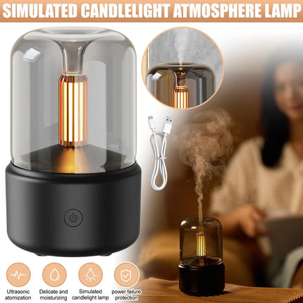 Black Vintage Style USB Plug-In Candlelight Aroma Diffuser and Humidifier 120ml